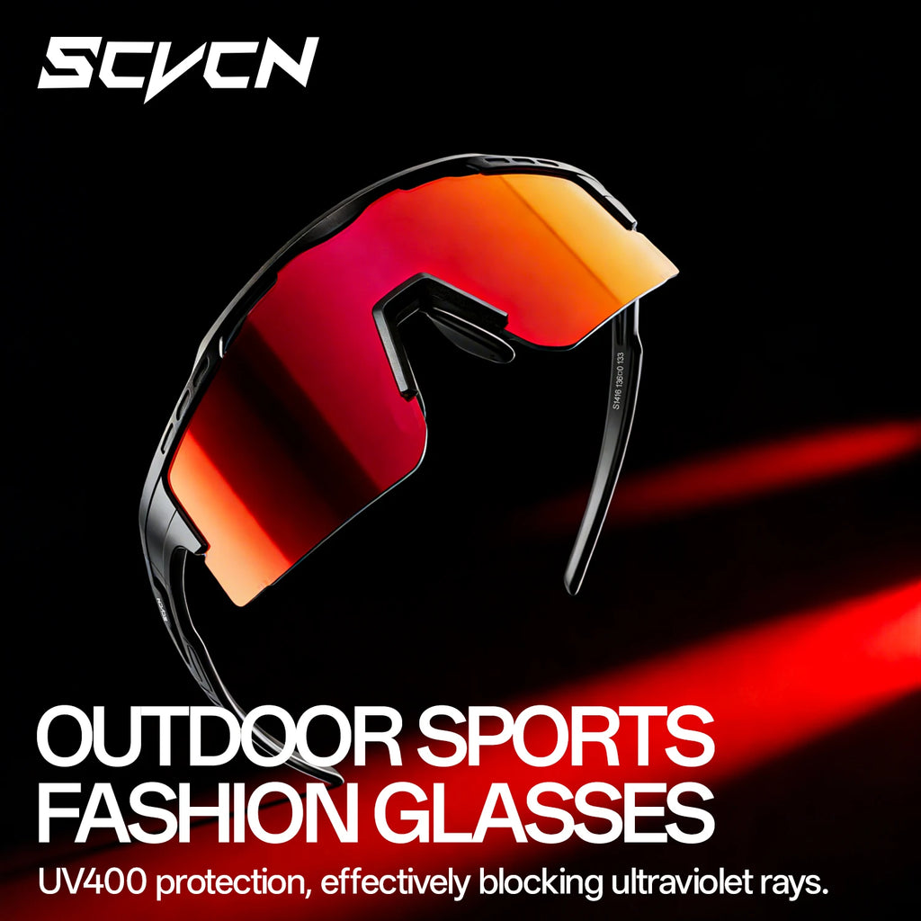Scvcn Cycling Glasses for Men Women UV400 Protection Anti Glare Big Lens Design for Outdoor Sports Hiking Adventures Eyewear