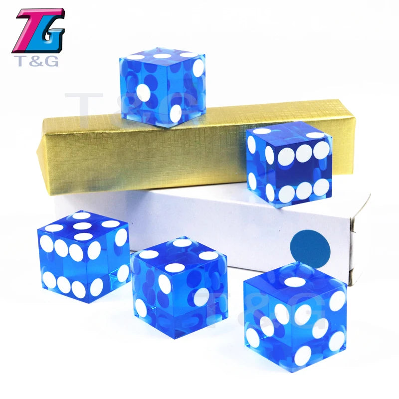 Precision Dice 19MM High-grade Acrylic TransparentSix Sided D6 Casino Sharp Straight Corners 5pcs