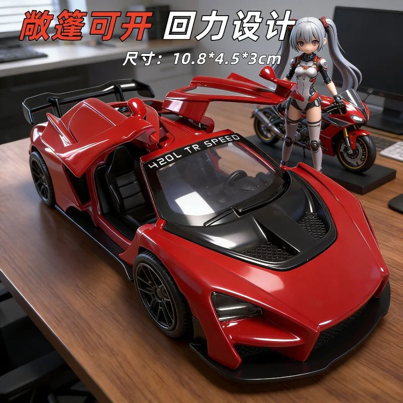 1:36 Scale McLaren Diecast Alloy Supercar Model Memphis Red Sport Vehicle for Collection Gift Home Decor Ornament