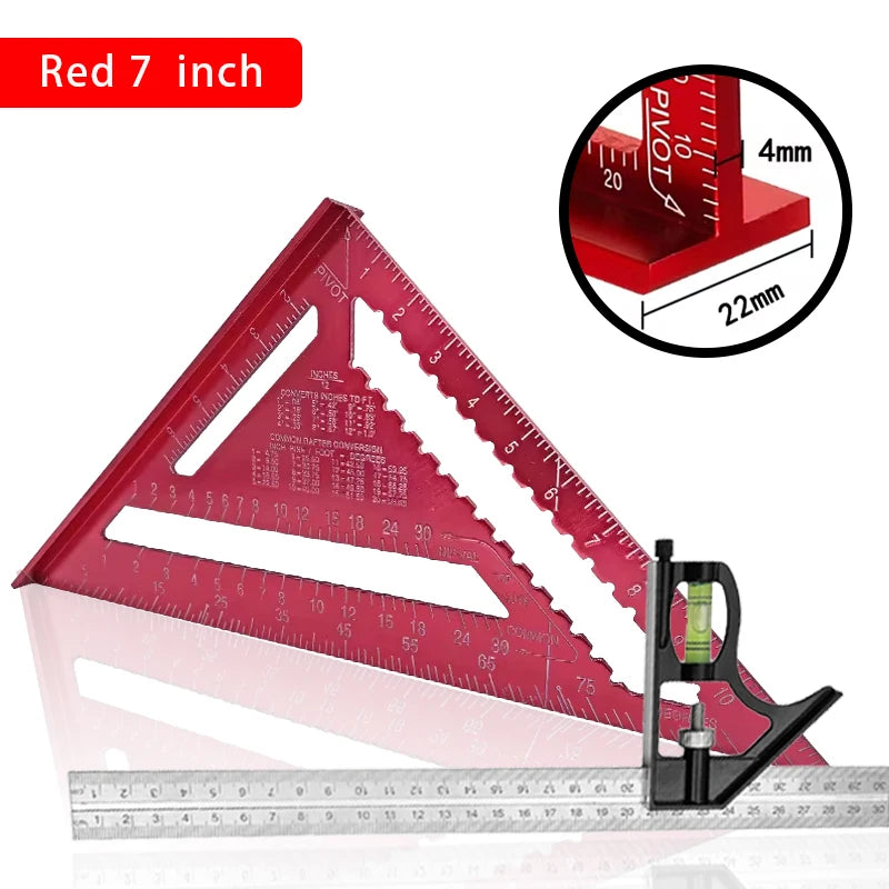 Premium Rafter Square and Combination Triangle Square Set, Woodworking Framing Square, Ruler and Protractor Tool Set