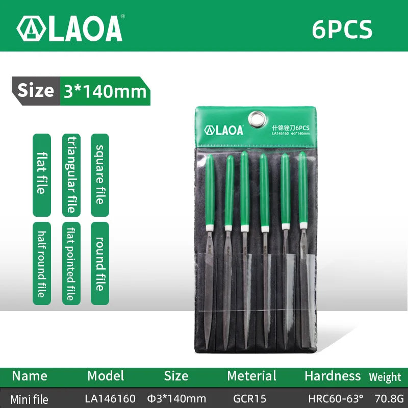 LAOA 6pcs/set&10pcs/set Mini File Set Small File Coarse Teeth Square File Half Round File Triangle File Polishing Tool