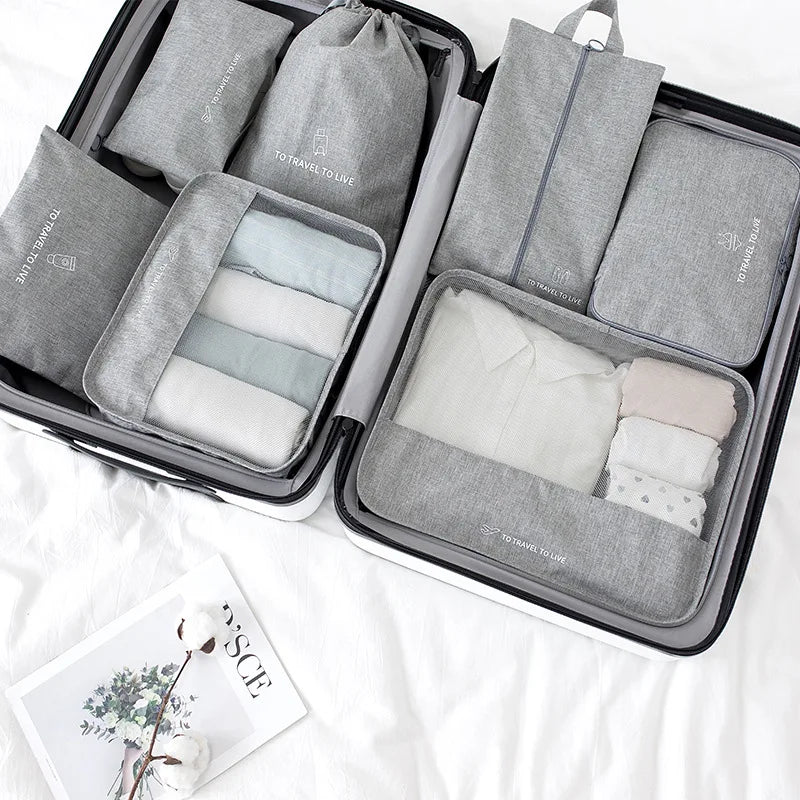 Travel Luggage Organizer Set with Mesh Window and Zipper Closure Lightweight Packing Cubes for Suitcase Storage Daily Use