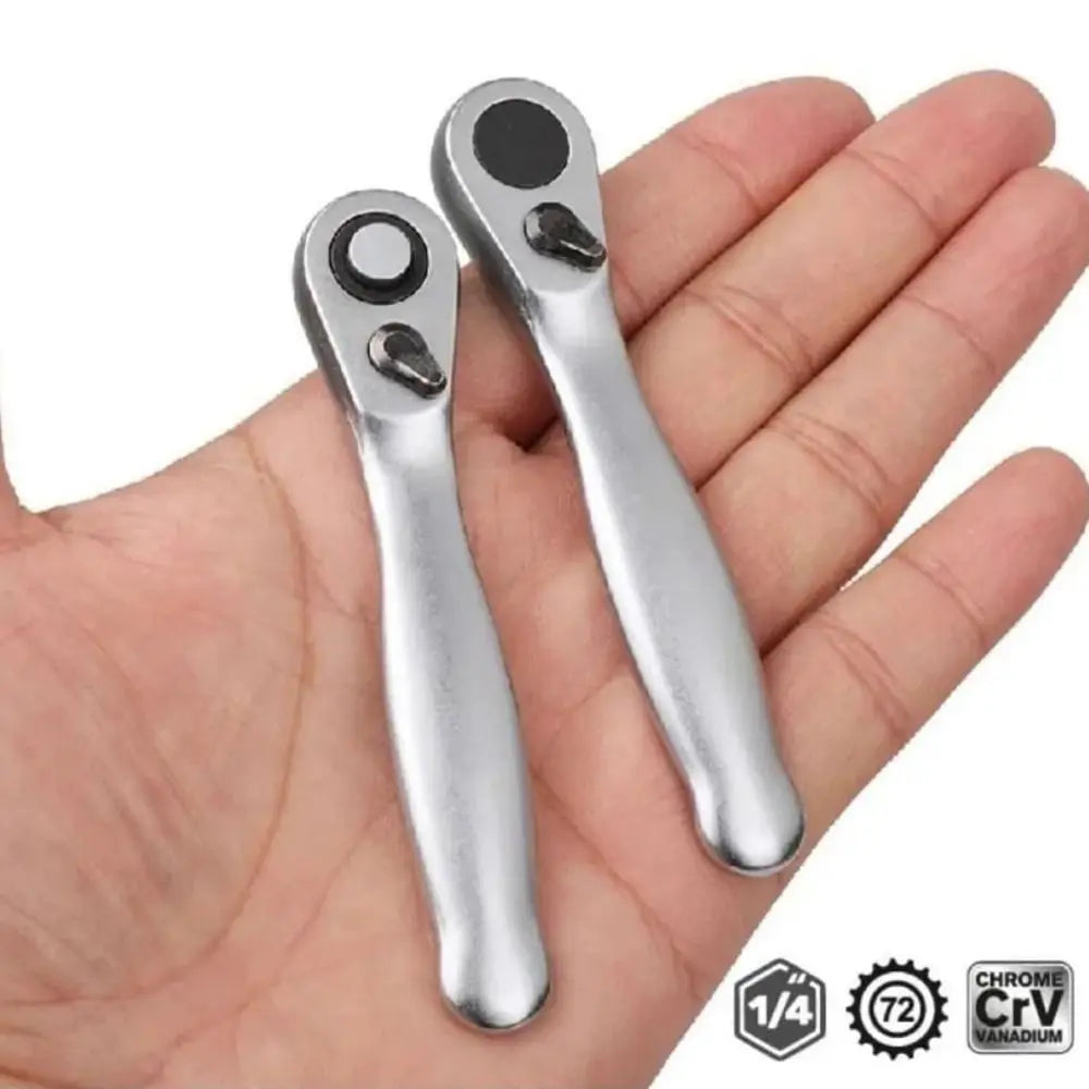 Ratchet Wrench 1/4 Drive Ratchet Handle Mini 72 Teeth Quick Release Socket Spanner Screwdriver Bit Hand Tool