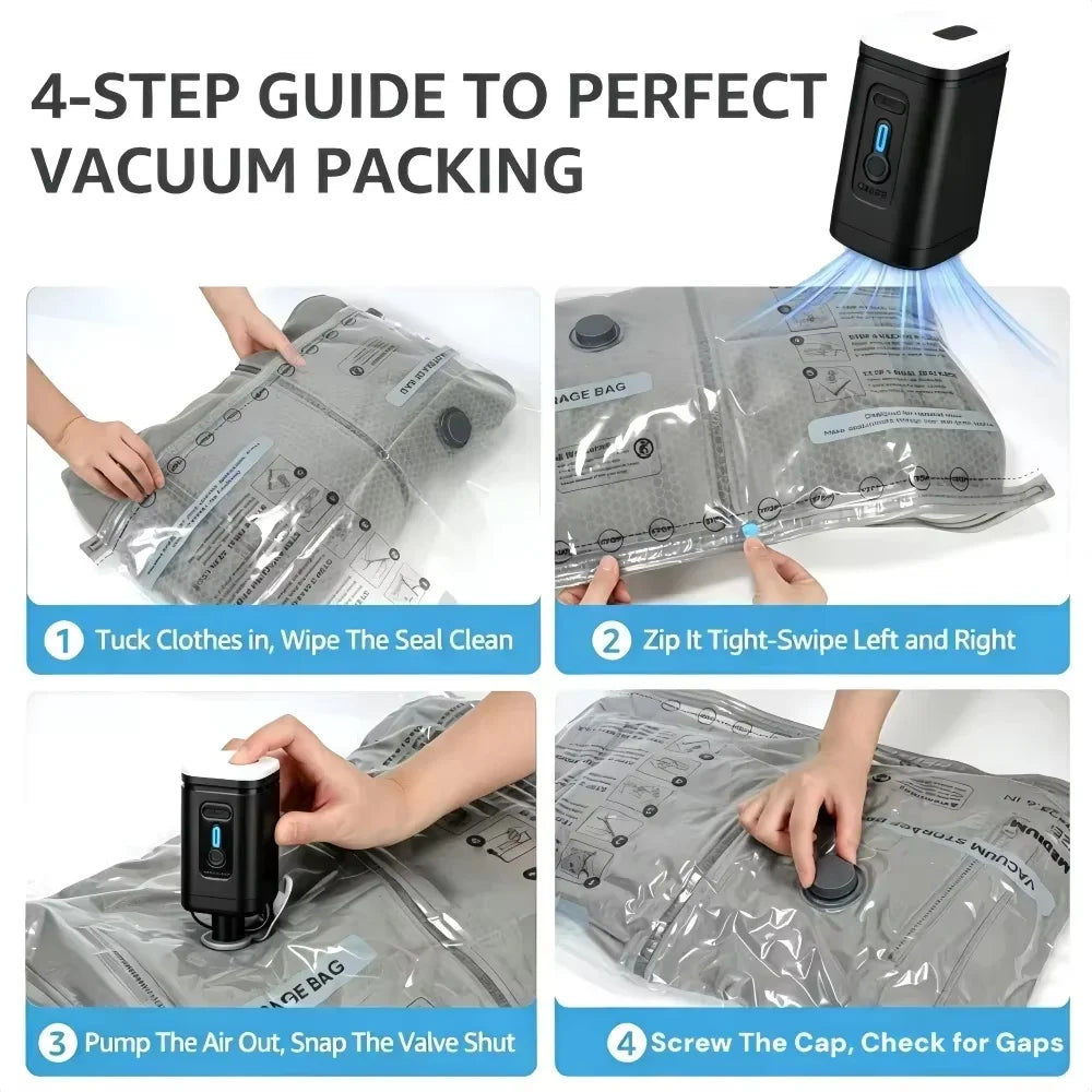 Reusable Vacuum Storage Bags, Travel Suitcases Essentials Compression Pack Bags Space Saver Sealing Bag, Clothes Vacuum Organize