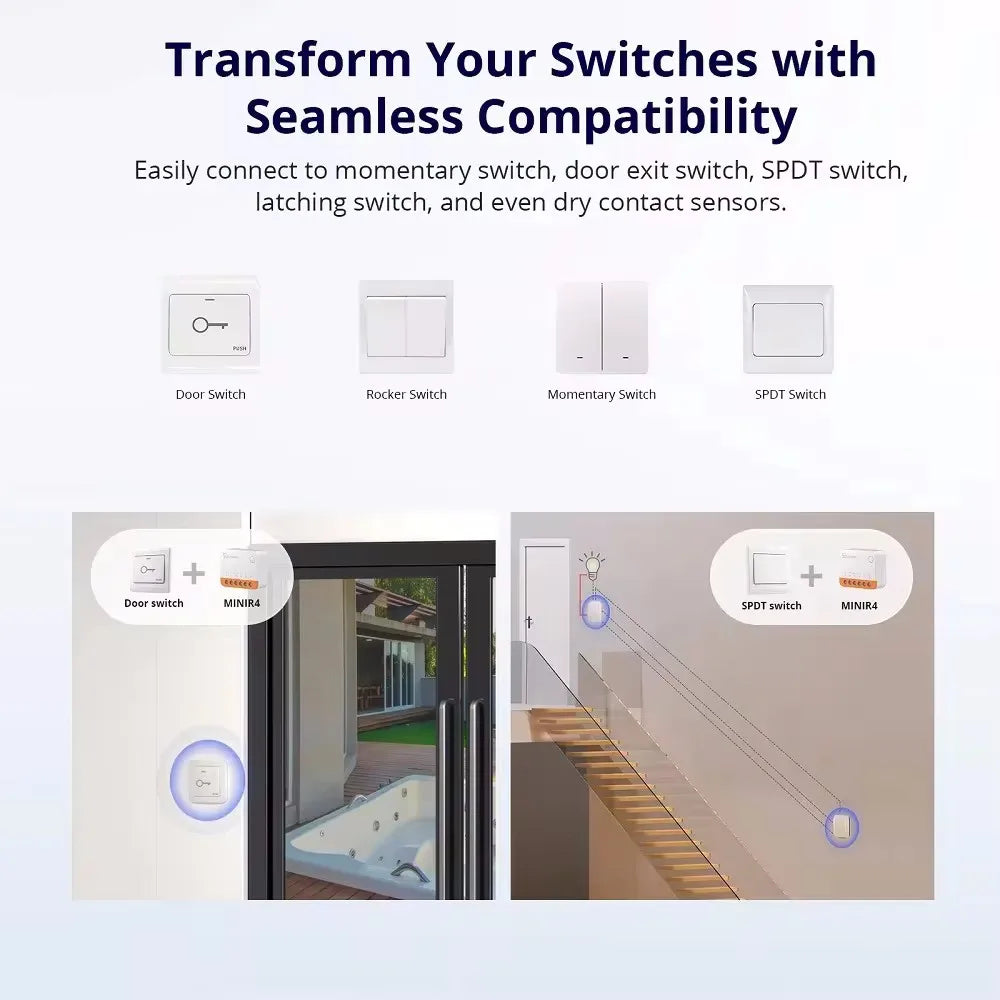 SONOFF Mini R4 Smart Wifi Switch Module Switch Two-Way Control Smart Home Works With Alexa Google Home Yandex Alice smartthi
