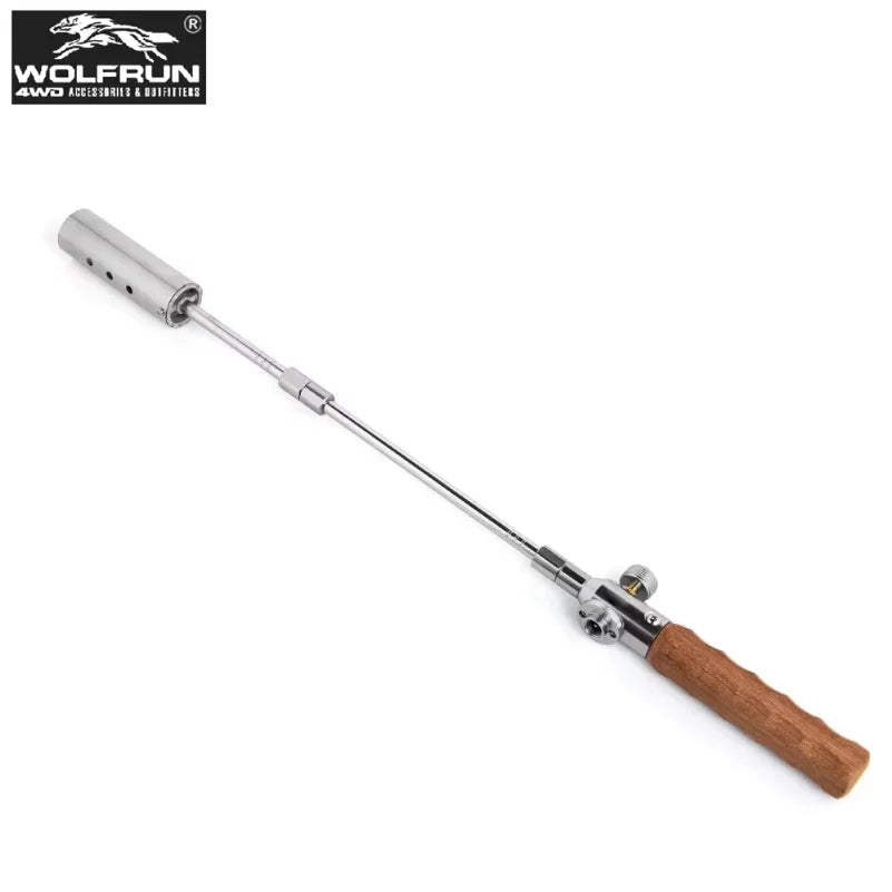 Detachable 3-Section Adjustable Flame Torch Portable Wooden Handle Propane Burner for Camping BBQ Welding Outdoor Cooking