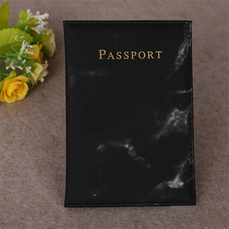 Fashion Women Men Passport Cover Pu Leather Marble Style Travel ID Credit Card Passport Holder Packet Wallet Purse Bags Pouch