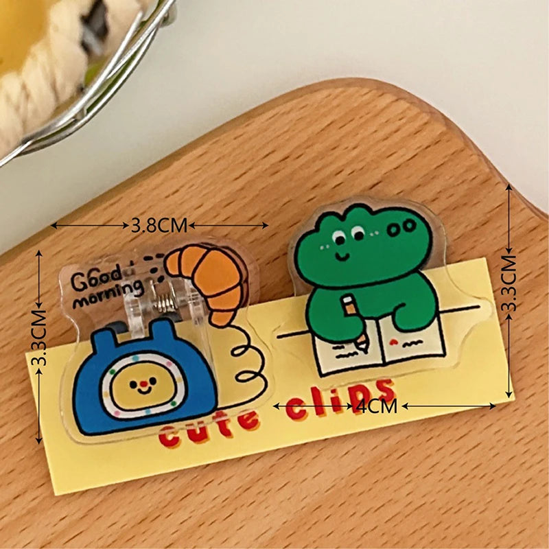 1Pair Cute INS Animated Fruit Sealing Clip Note Clip Cartoon Decoration Gift Acrylic Clip Office Accessories