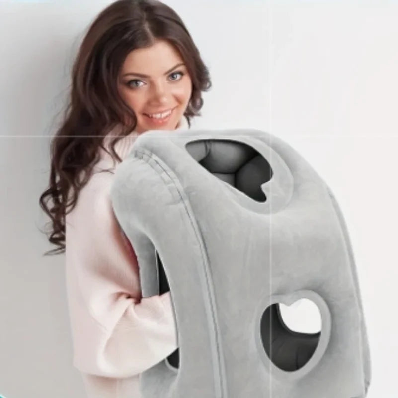 1pc Inflatable Travel Pillow with Patented Valve Design-Adjustable Neck & Head Support, Lightweight,Thanksgiving,Christmas gift