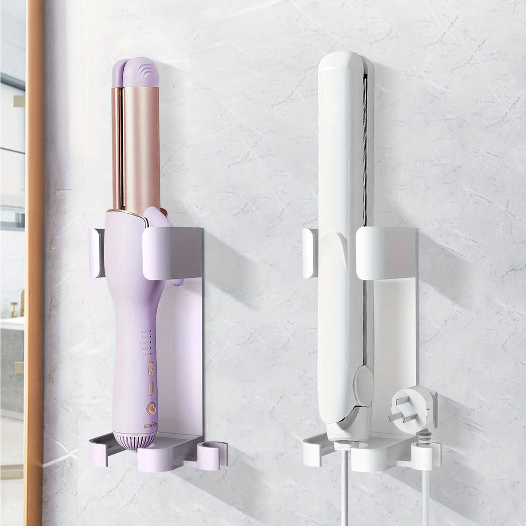 1pc universal wall bracket, plastic storage rack for styling tools and hair dryers, bathroom storage space with cable management