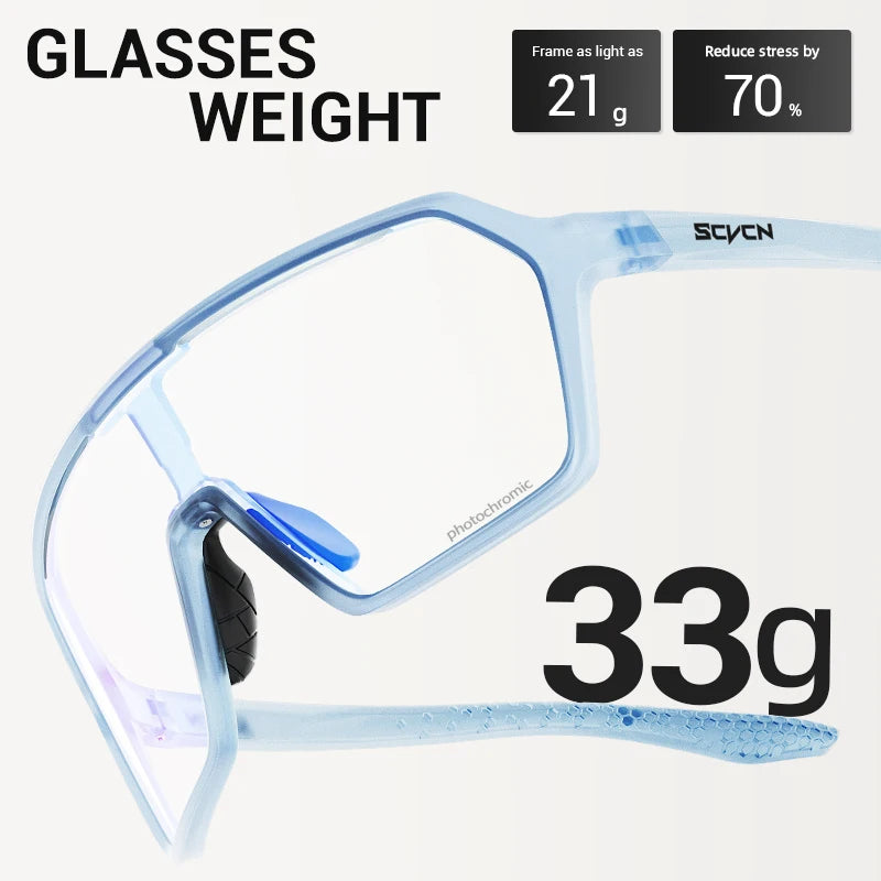 SCVCN Photochromic Hiking Cycling Glasses Outdoor Running Sunglasses Stylish Hiking Driving Glasses Casual Sports Sunglasses
