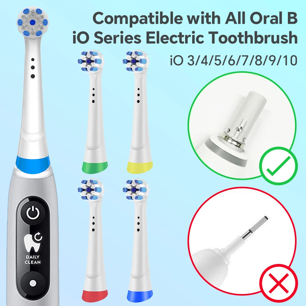 Clear Toothbrush Travel Case and 4 Pcs Replacement Brush Heads Compatible with Oral B iO 2 3 4 5 6 7 8 9 10 Electric Toothbrush