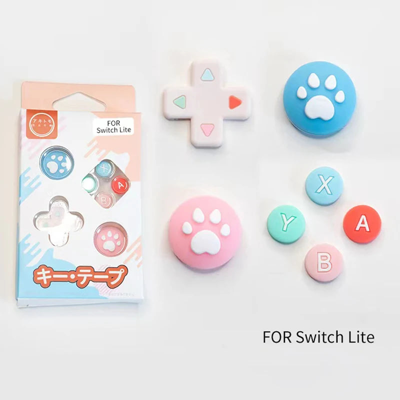 New Design Silicone Soft D-pad Cross Button ABXY Key Sticker Skin Case For Switch Lite NS lite Joy-con Thumb Stick Cap Cover