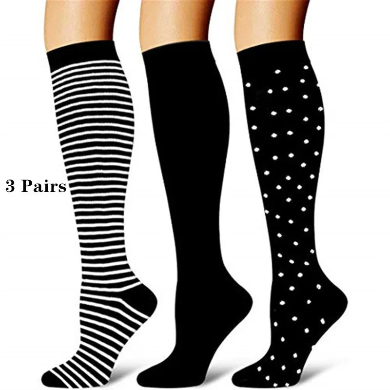 Unisex Compression Socks for Men and Women Medical Diabetes Varicose Veins Sports Socks for Running Cycling Travel Flight Yoga