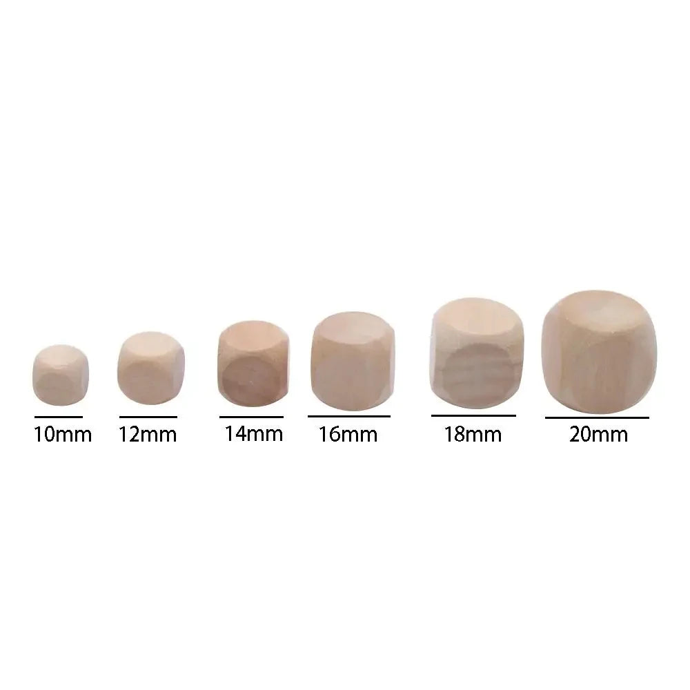 10 Pcs Blank Wooden Dice Unfinished Square Blocks 6 Sided Wood Cubes with Rounded Corners for DIY Craft Projects