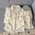 Women's Summer Pajamas, Thin Butterfly Pattern Short-Sleeved Shorts, Sweet and Cute, Can Be Worn Outside in Summer, Two-Piece Home Wear Set
