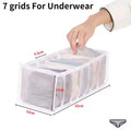 3-Pack Home Storage Boxes Foldable Plaid Underwear Combination Bags - Nylon Drawer Dividers for Socks Panties and Underwear