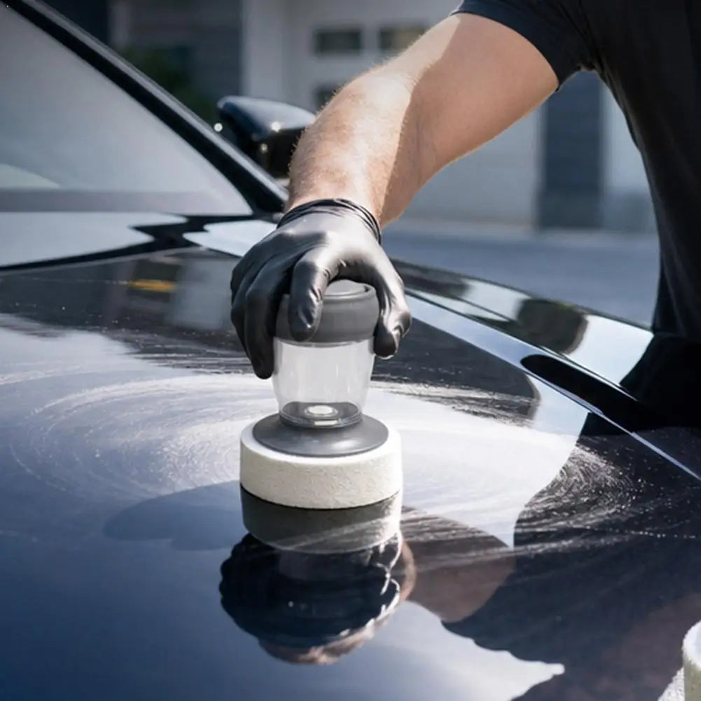 ♪Car Polishing Tire Shine Detailing Cleaning Reusable Waxing Sponge Applicator High Density Foam Pad Plastic Handle Auto Tools