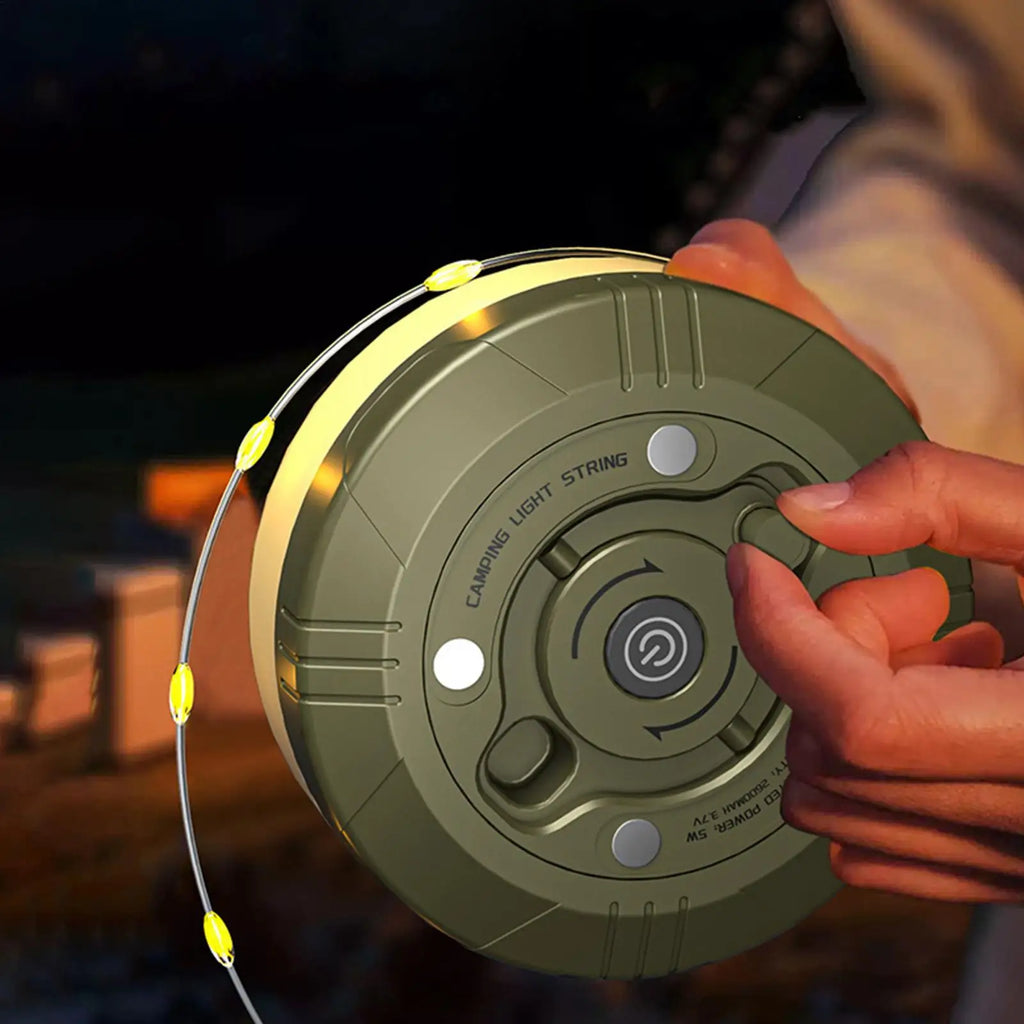 Retractable Camping String Lights 20m Type-C Rechargeable 2600mAh Portable Waterproof Tent Light for RV Garden Patio