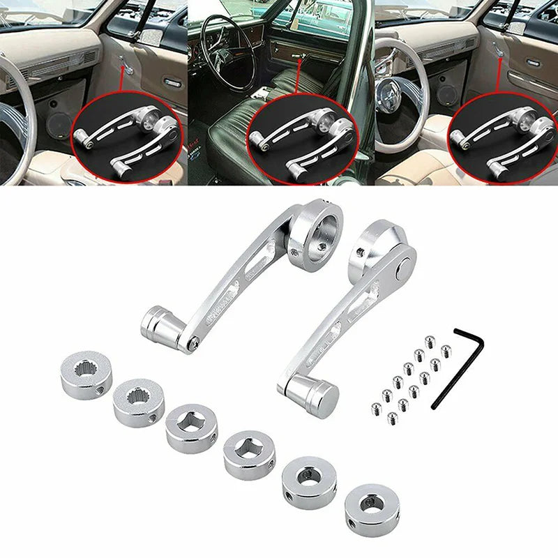 Universal Car Accessories Window Handle Crank Aluminum Alloy Winder Handle Crank Riser Silver/Black