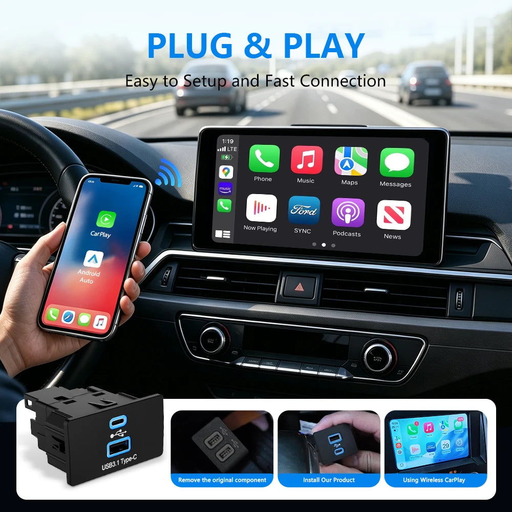 Sync3 Upgrade USB+Type-C Dual Multimedia Interface Module V3.4 Only For Ford EDGE F-150 F-250 F-350 Explorer HC3Z-19A387-B -D
