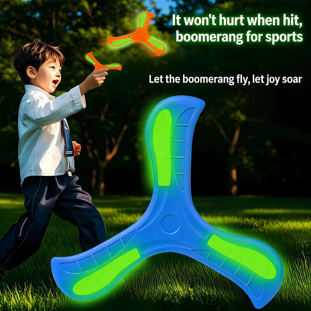 Luminous Boomerang Toy Three-leaf Returning Flying Disc Safe Soft Outdoor Sports Game for Kids Adults Parent-Child Interaction