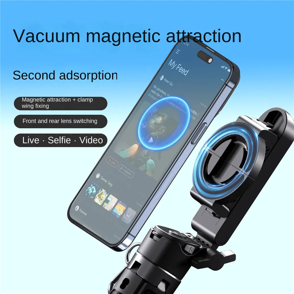 MEUYAG 2026 New Multifunctional Magnetic mini Selfie Stick with 360° Rotation Wireless Bluetooth Control Magnetic Phone Holder