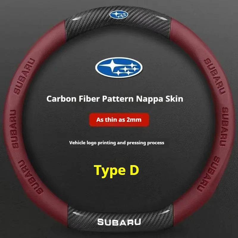 For Subaru Brz Wrx Xv Ascent Forester Outback Impreza Legacy Car AntiSlip Carbon Fiber Leather Ultrathin Steering Wheel Cover