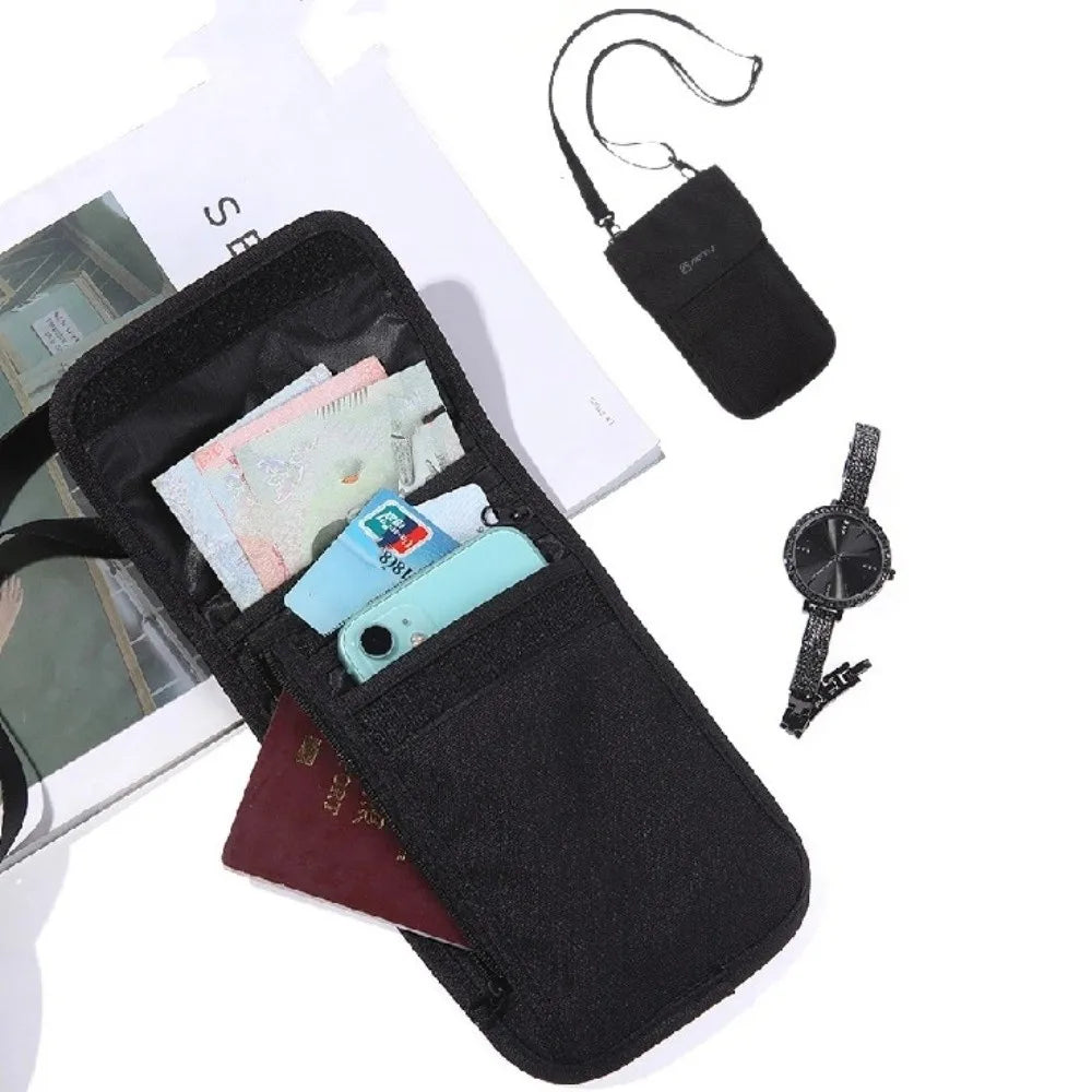Travel Accessories Travel Wallet Khaki Black Ticket Holder Travel Neck Pouch Zipper Passport Protective Cover Passport Wallet