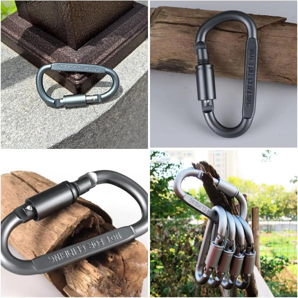 4 Pack D-ring Carabiner Clip Lightweight Aluminum Carabiners With Barrel Locking For Keychain Tactical Bag Backpack