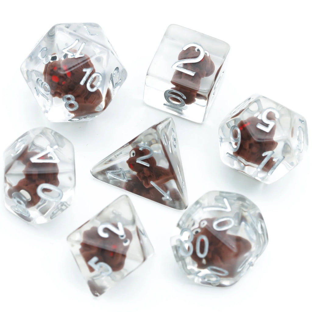 Cusdie Cute Animals DnD Dice Resin D4 D6 D8 D10 D% D12 D20 Polyhedral Dice Set for D&D Pathfinder Role Playing Table Board Games