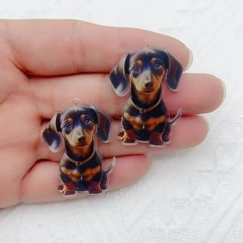 10pcs Acrylic Colorful Cartoon Cute Dog Animal Pendant DIY Keychain Earrings Jewelry Pendant Accessories