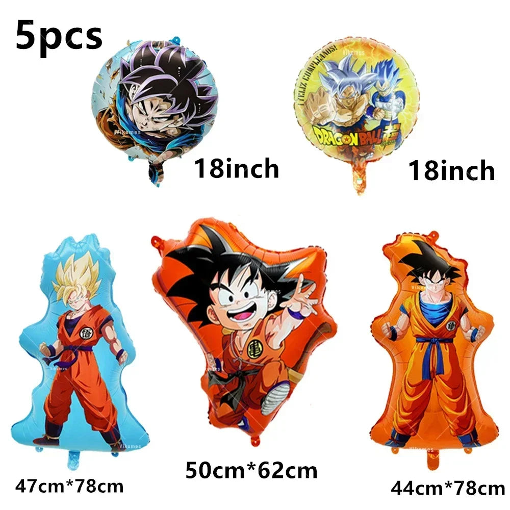 Dragoned Ball Z Balloons Happy Birthday Banner Goku Vegeta Ballons Party Decoration Plate Disposable Tableware Cake Topper Toy