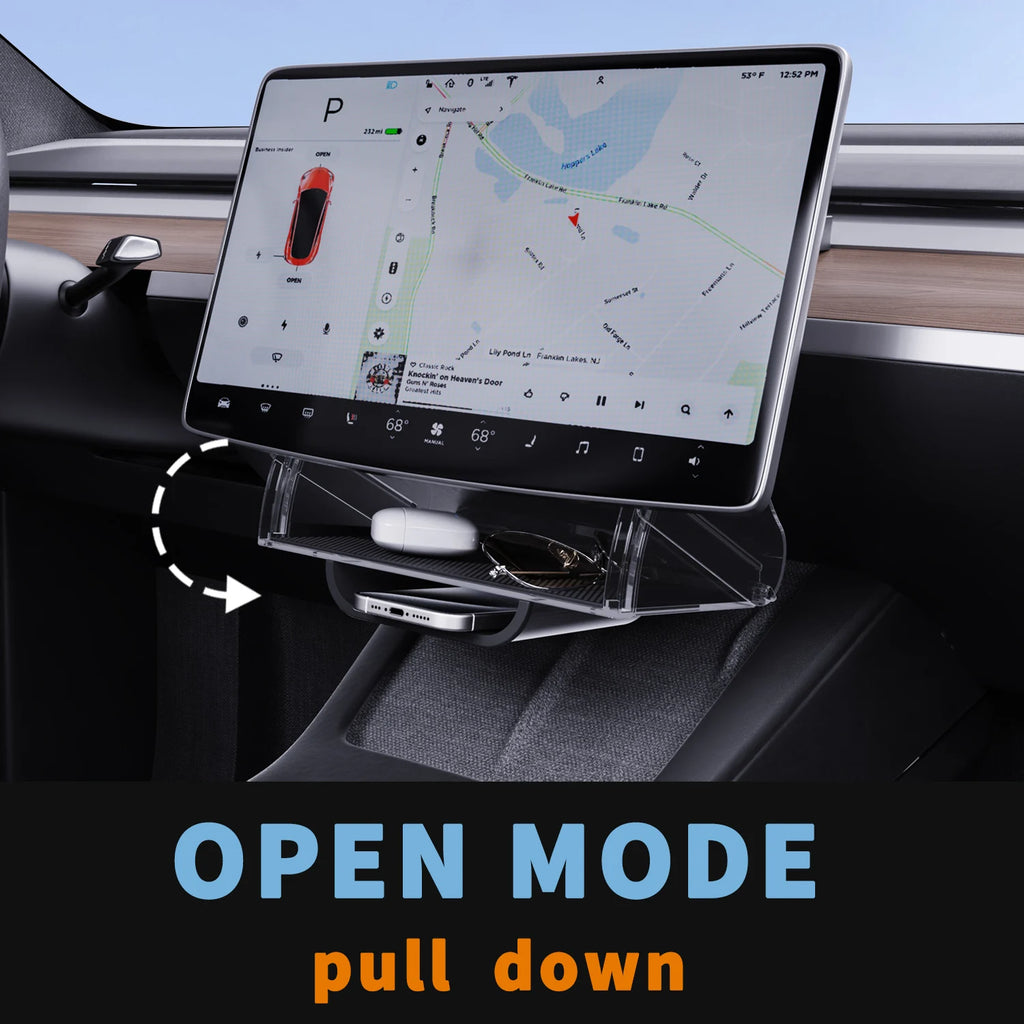 Hidden Design Under Screen Storage Organizer Compatible with Telsa Model 3 Model Y 2024-2017 | Not fit 2024 Model 3 (Highland)