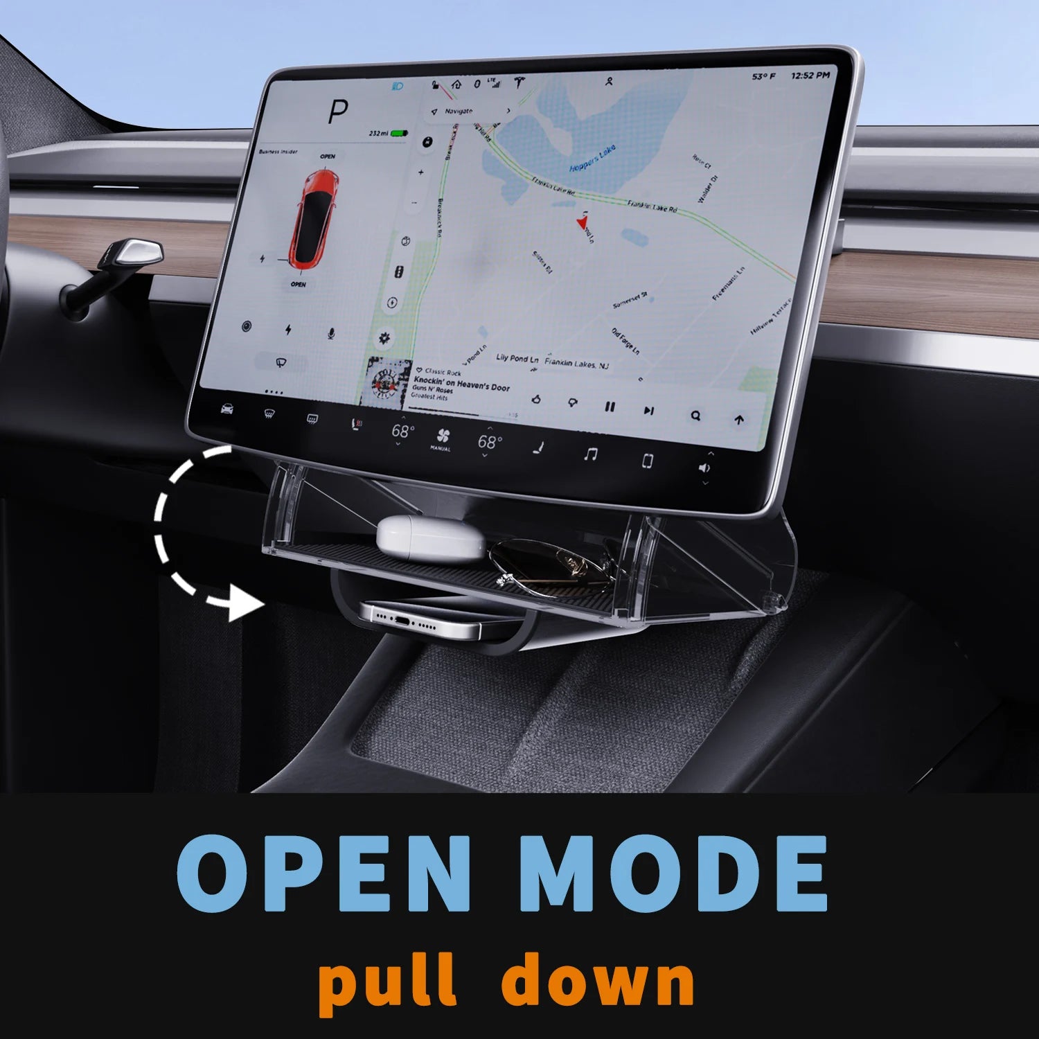Hidden Design Under Screen Storage Organizer Compatible with Telsa Model 3 Model Y 2024-2017 | Not fit 2024 Model 3 (Highland)