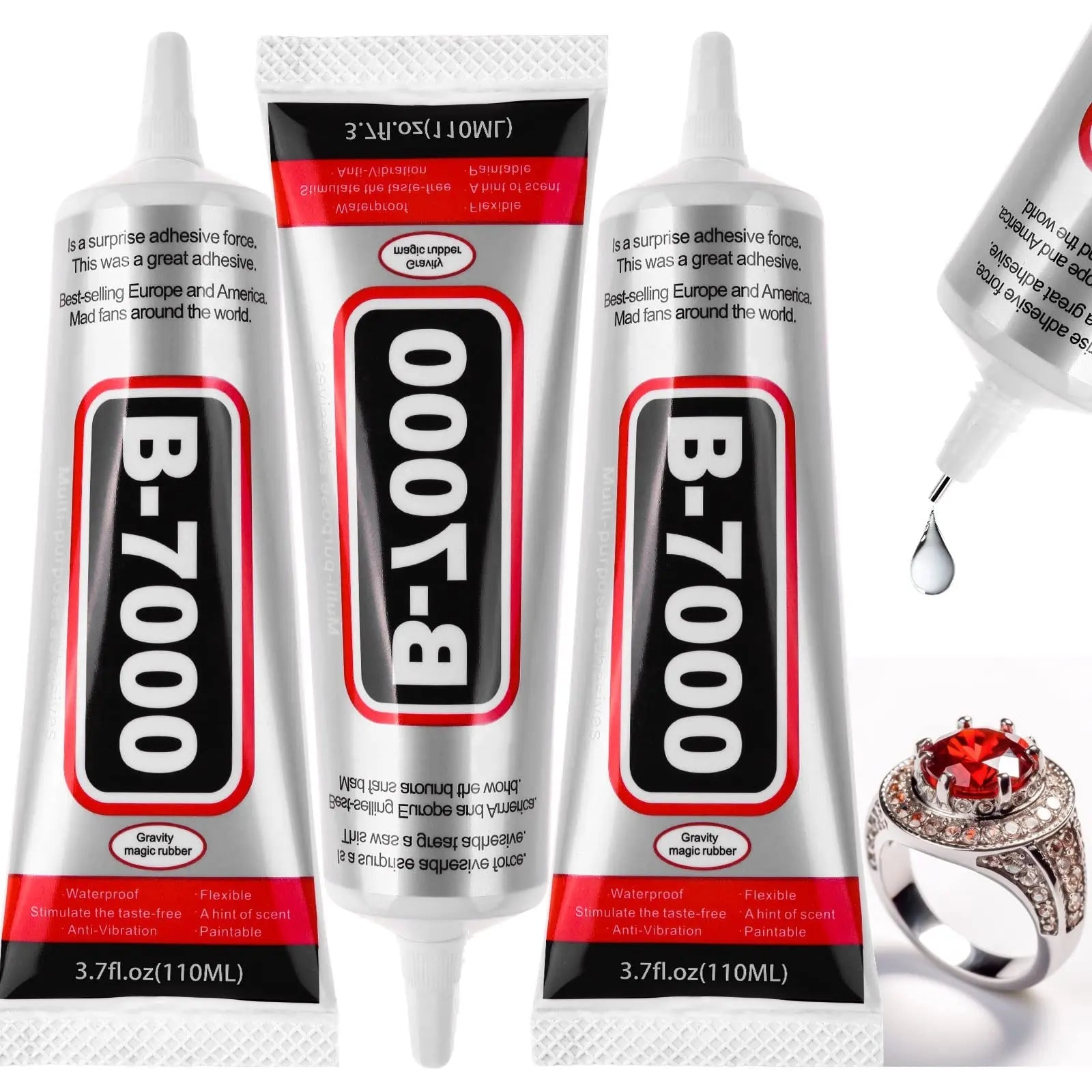 25-piece set of Mini B7000 Portable Mobile Phone Jewellery Adhesive (15g/0.5 fl. oz) – Clear and Waterproof
