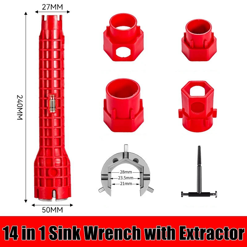 Sink Faucet Wrench Plumbing Repair Tool Handle Double Head Wrench Spanner Tool Installer Ratchet Wrench Set for Bathroom