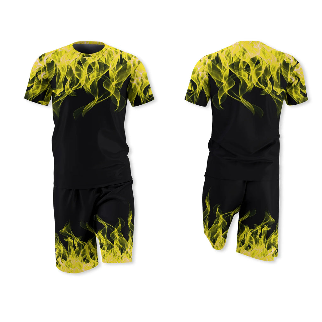 Summer Colorful Flame 3D Print Tracksuits Men Women Casual Short Sleeve T-Shirt Shorts Sets 2pcs Sportswear Suits Man's Clothing
