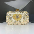 2025 Satin Vintage Women Party Evening Bags Metal Flower Luxury Diamonds Clutch Rhinestones Handbags Chain Shoulder Bag