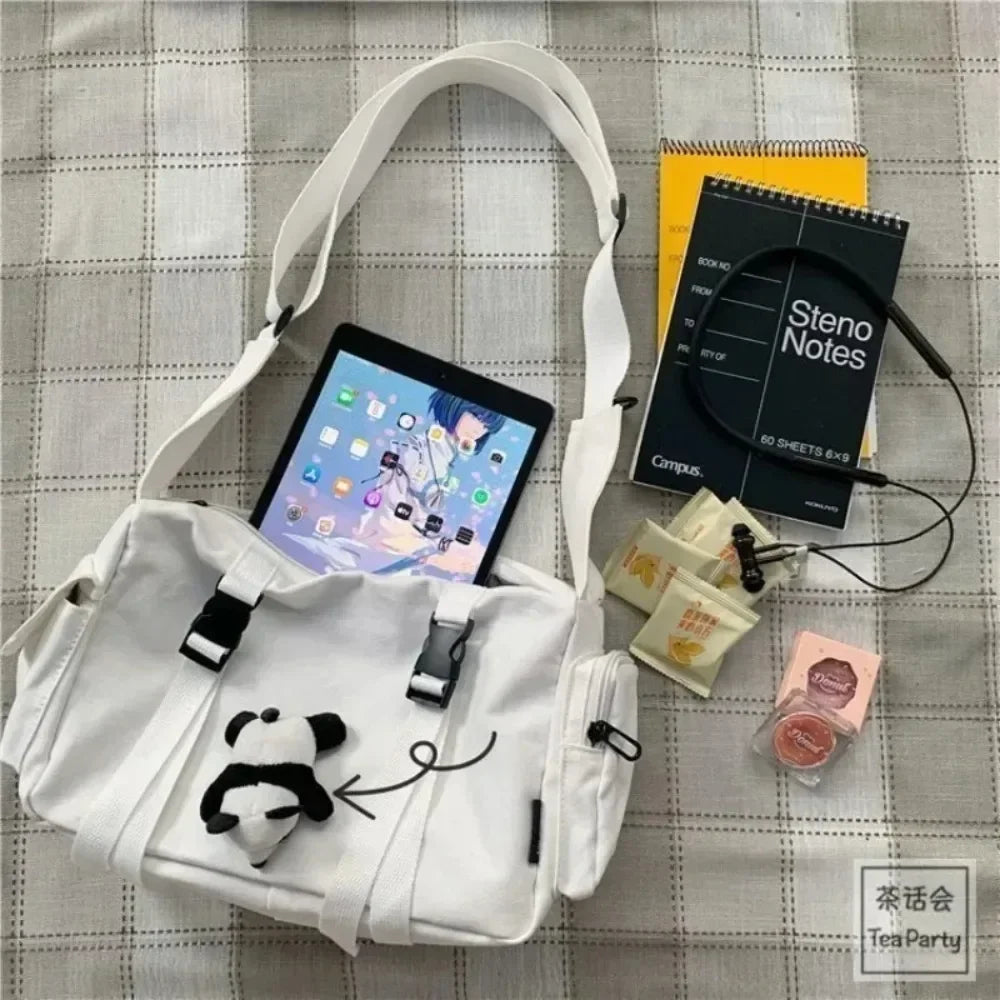 Crossbody Bags Canvas Women Youth Men Fashion Casual Large Capacity Handbags Shoulder Bags Solid Color Ladies Messenger Bag