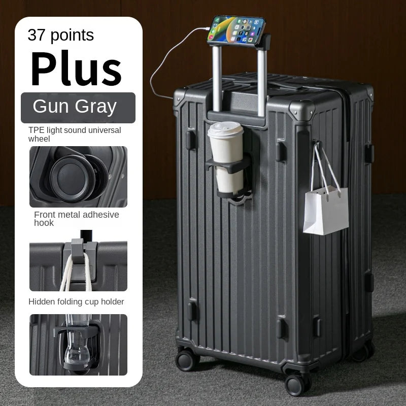 Multifunctional Suitcase Large Capacity 30inch Thickened Sturdy Aluminum Frame Travel Suitcase Trolley Case Extra Large Luggage
