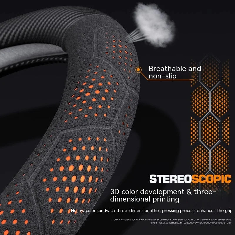 Opel OPCline ASTRA CORSA INSIGNIA MOKKA VECTRA GTC Tigra Carbon fiber Suede Leather Car Steering Wheel Cover Auto Accessories