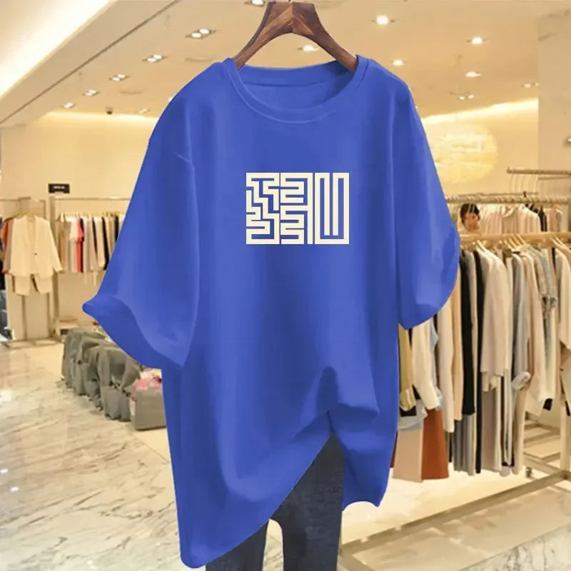 Summer High Quality Women Plus Size T-shirt Casual Harajuku Fashion Cotton Printed T-shirt High Quality Beauty Loose Top T-shirt