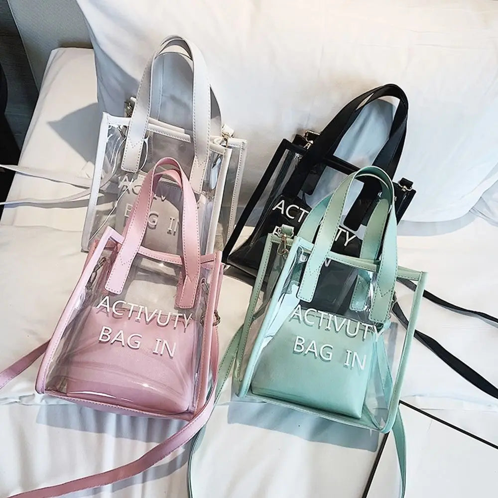 PVC Jelly Bag Women Transparent Handbags Summer Beach Clear Shoulder Bags Fashion Crossbody Bags