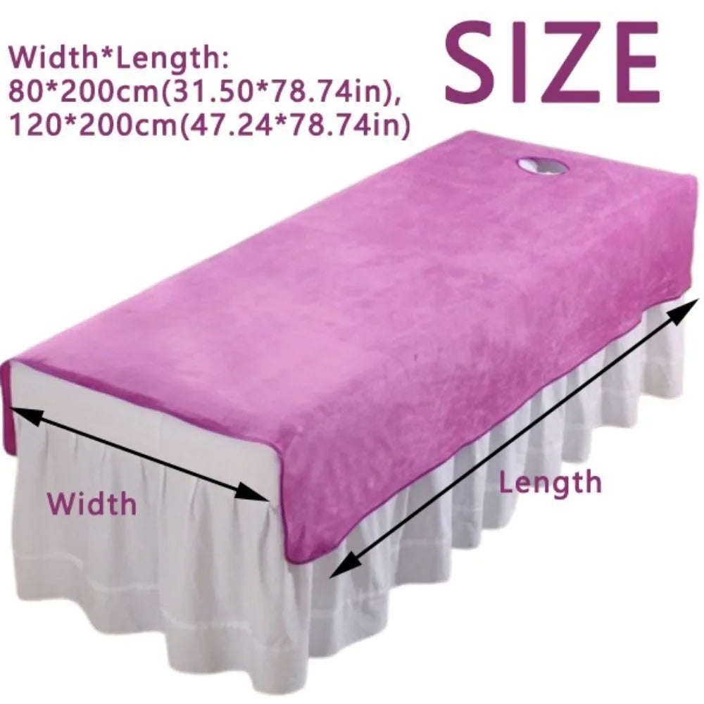 Comfortable SPA Bedspread with Face Hole Thickened Soft Beauty Salon Bed Sheets Velvet Cosmetic Bed Sheet