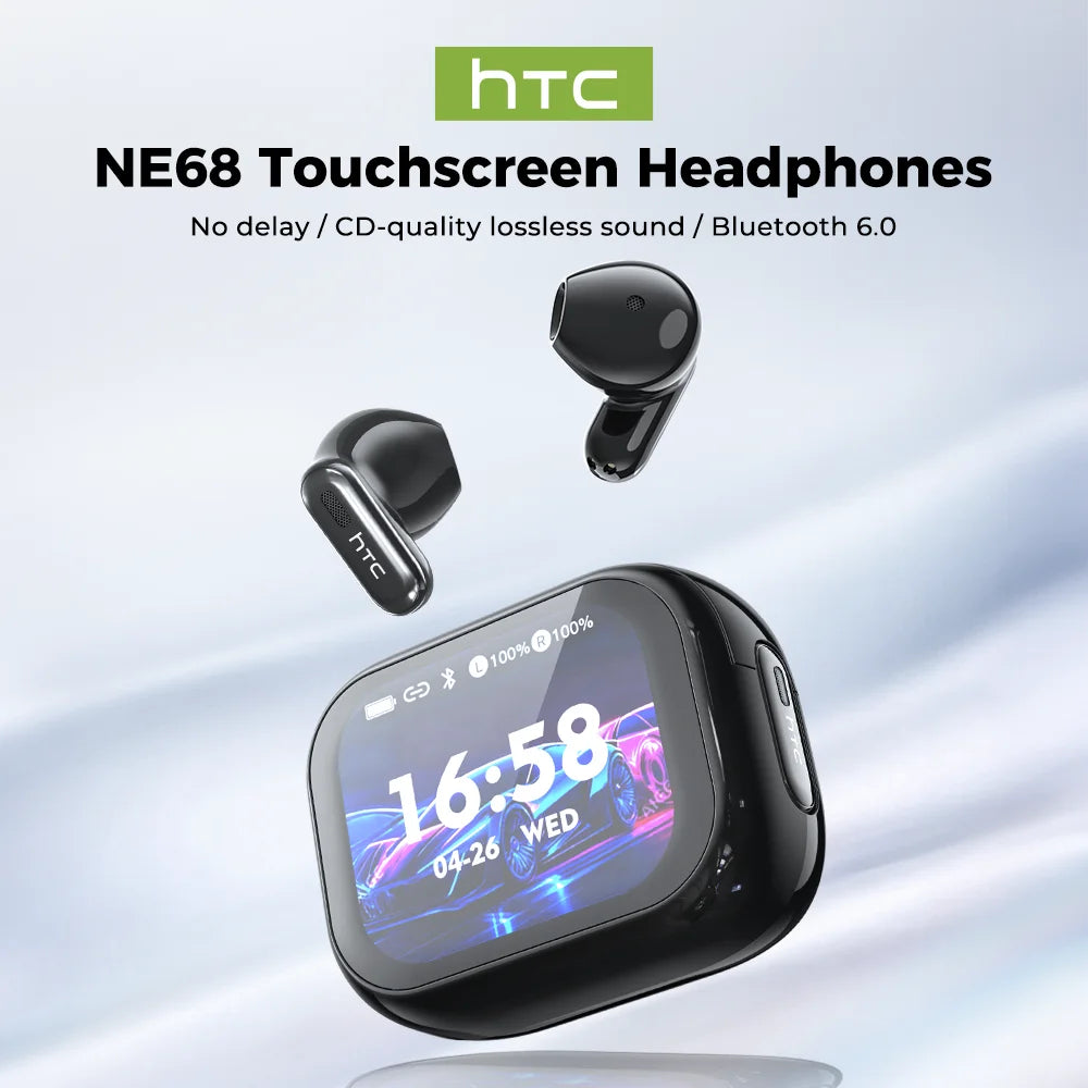 AI Translate Earphone Bluetooth HTC NE68 TWS Earbuds Smart LED Screen HiFi Sound Quality Noise Cancellation Sports Gaming Choice