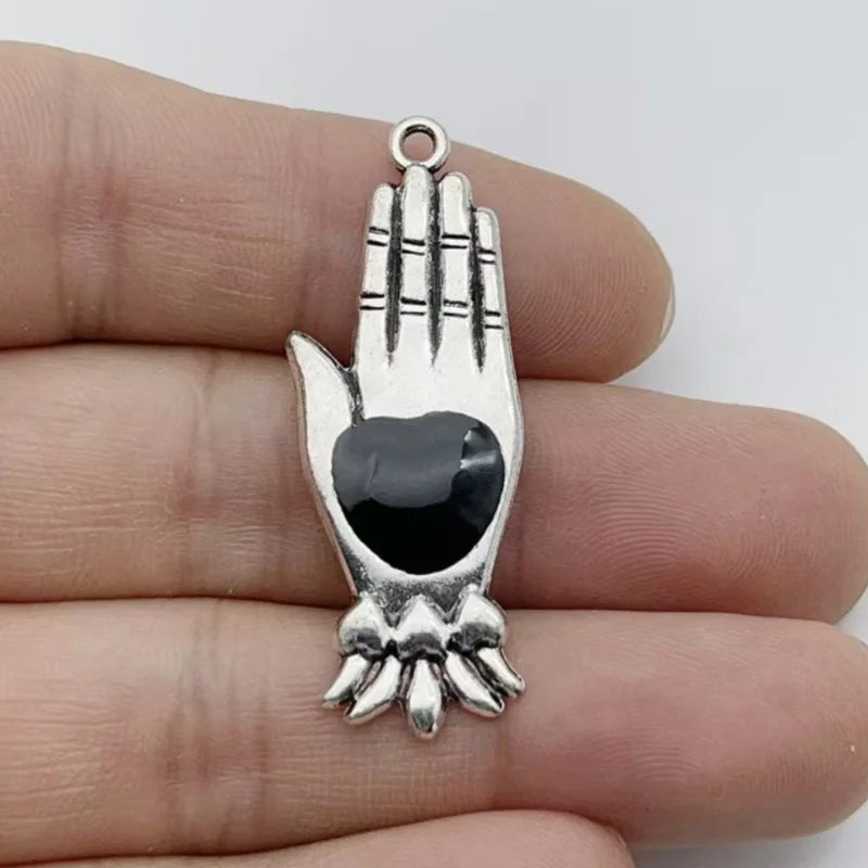 10Pcs Gothic Black Enamel Alloy Charms Mixed Vintage Heart Cross Skull Coffin Metal Pendants For DIY Earrings Bracelet Keychain