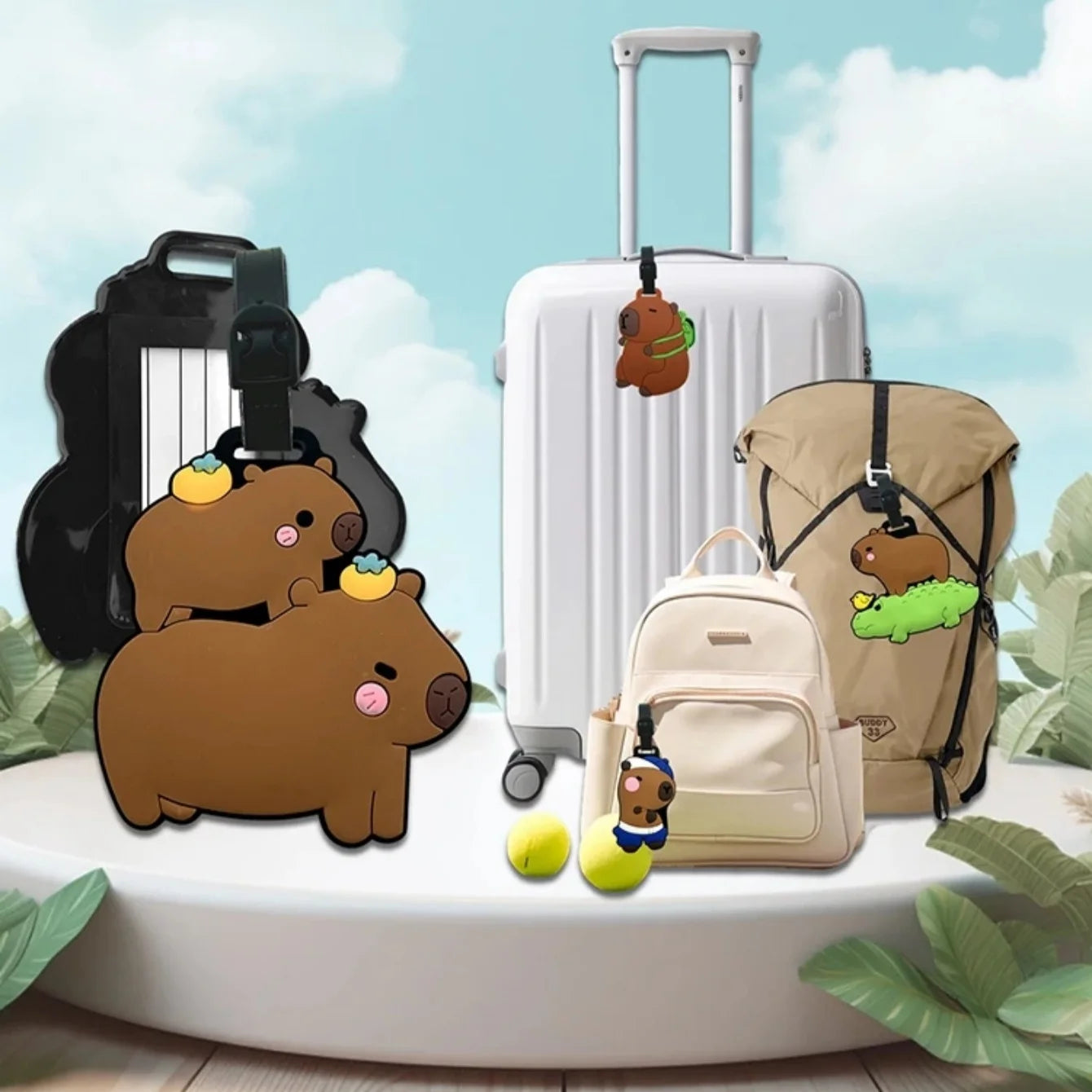 Travel accessories, luggage tags, cartoon capybara, PVC luggage, ID card, address holder, luggage boarding tag, portable tag