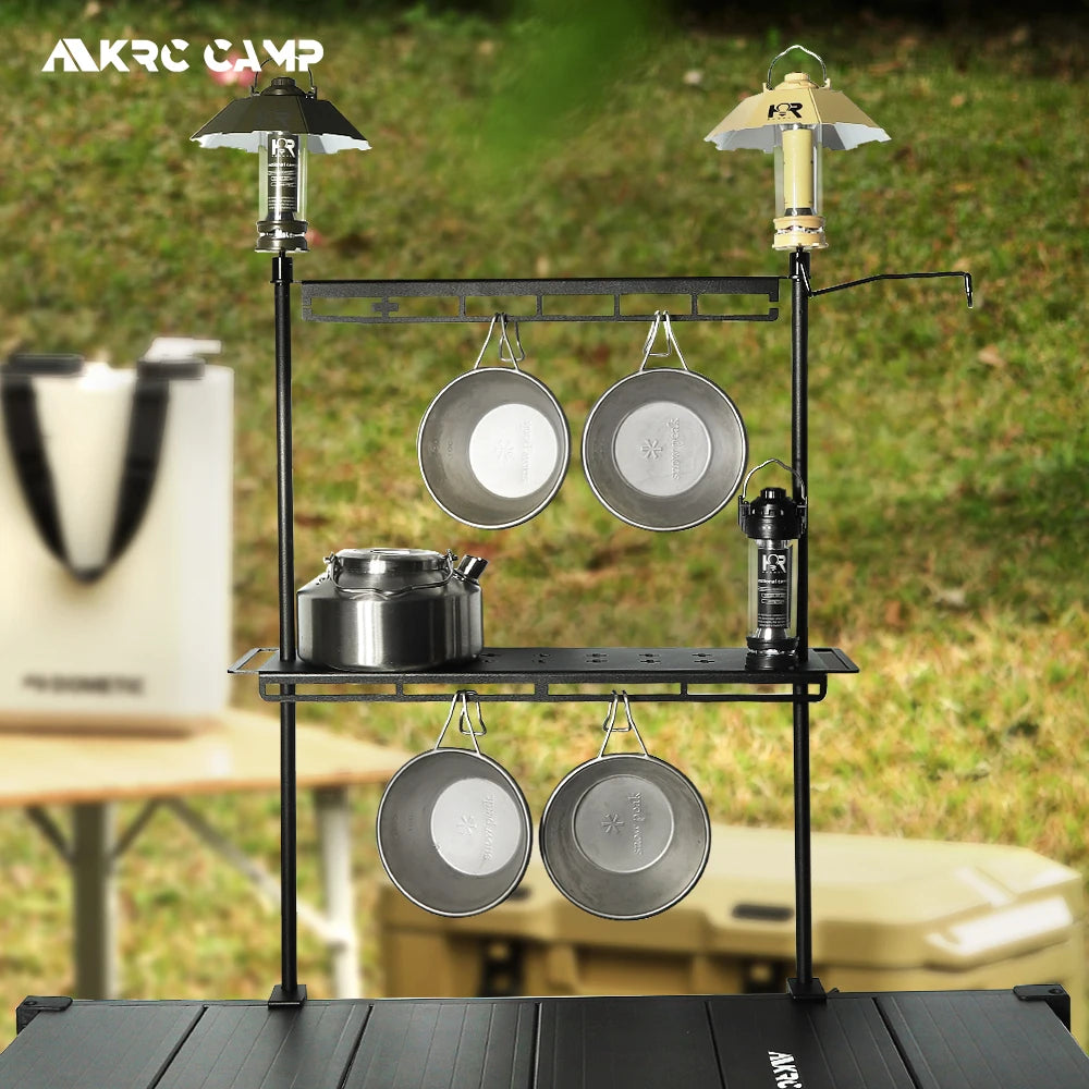 New Lighweight Camping Storage Shelf Aluminum Alloy Detachable Organizer Rack Table Lantern Stand Tableware Organizer Supplies