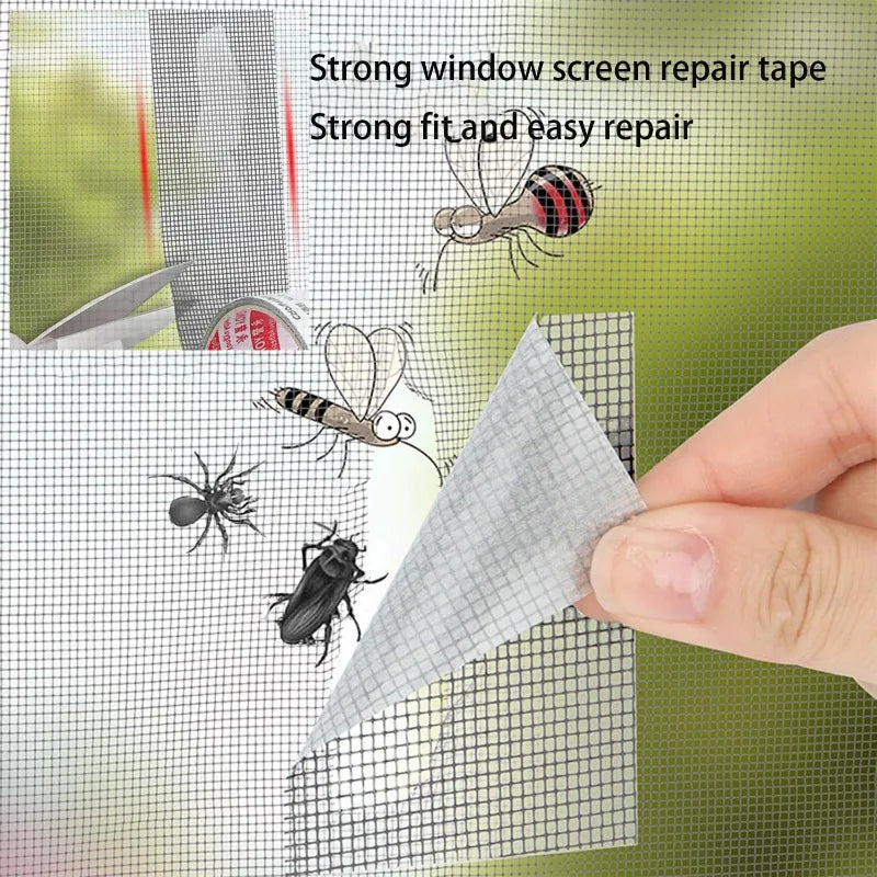 Window Screen Repair Tape Self-Adhesive Waterproof Screen Broken Holes Repair Patch Stickers Screen Door Anti-mosquito Mesh Tape